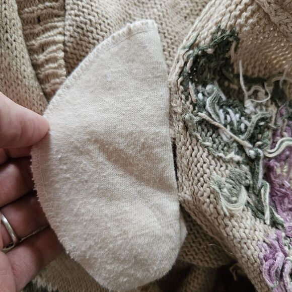Vtg Jantzen Floral Cardigan Womens L Beige Embroidered Pointelle Cottagecore Gma - Picture 7 of 11